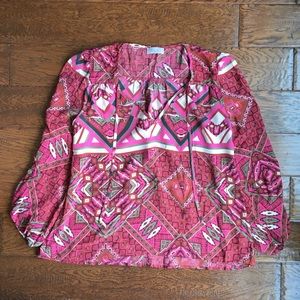 $10 CLEARANCE!!! S.Y.L.K Multi Color Peasant Top 100% SILK